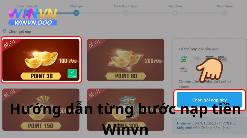 Hướng dẫn chi tiết các bước nạp tiền winvn